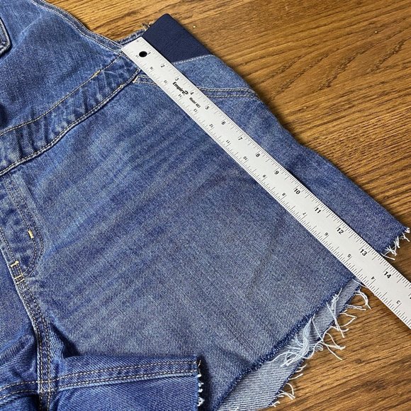 Old Navy Maternity Overalls Denim Shortalls Cut Off Shorts Blue - Picture 11 of 12